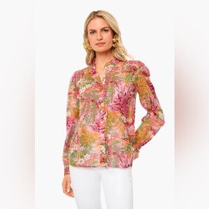 Banjanan Chrissie Shirt Blouse in Loki’s Garden Lilac Sachet Floral Size Large